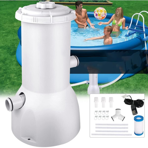 Evoio Pool Filter Pump Above Ground 300 Gallons Swimming Pool Filter Cartridge Pump Electric Pool Water Pump Filter for Pools Sand Cleaning Tool Set with 1 Pool Filter Cartridge 