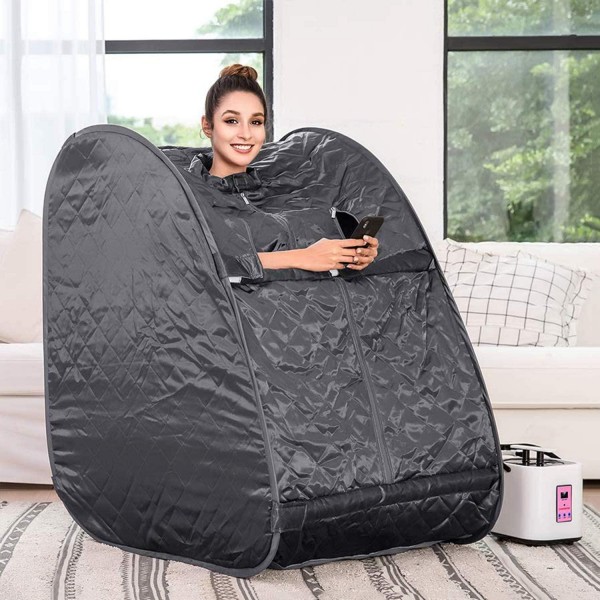 OppsDecor Steam Sauna Spa 2L Portable Foldable Personal Therapeutic Sauna Tent Pot for Reduce Stress Fatigue, with Remote Chair Indoor Home