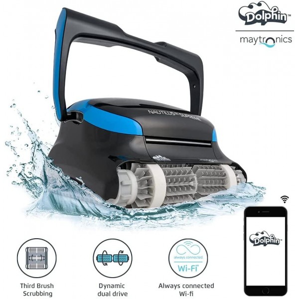 DOLPHIN Nautilus CC Supreme WiFi Operated Robotic Pool [Vacuum] Cleaner - Ideal for In Ground Swimming Pools up to 50 Feet - Easy to Clean Top Load Filter Cartridges