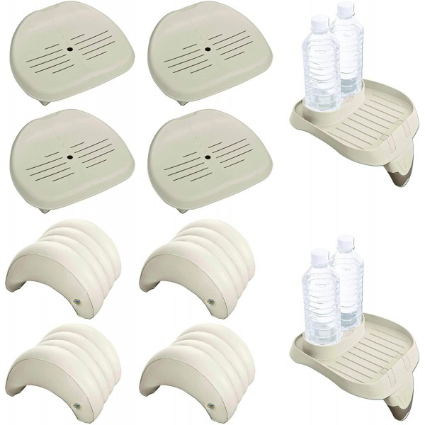 Intex Inflatable HotTub Seat(4),Attachable Cup Holder(2),Inflatable Head Rest(4)