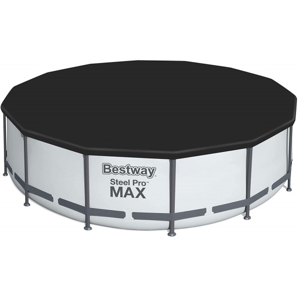 Bestway 5613HE Steel Pro MAX 14 x 4 Foot Outdoor Frame Above Ground Round Swimming Pool Set with Ladder, Cover, and Filter Pump