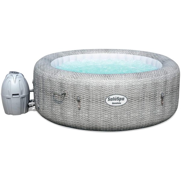 Bestway 54295 SaluSpa AirJet 6 Person Honolulu Inflatable Outdoor Portable Hot Tub Spa with Cover, Pump, and Built in Filtration System