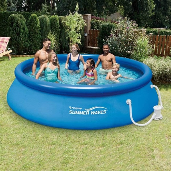 Summer Waves 12' Ft. Quick Set Inflatable Above Ground Pool with Filter Pump
