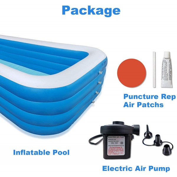 SELASTASUAL 153” x 79” x 30” Large Inflatable Swimming Pool for Adult (7-9) with Electric Air Pump, Family Full-Sized Large Inflatable Pools, Big Blow Up Pool for Outdoor Backyard Garden Lawn