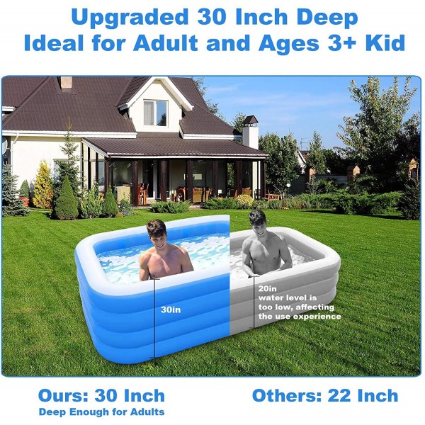 SELASTASUAL 153” x 79” x 30” Large Inflatable Swimming Pool for Adult (7-9) with Electric Air Pump, Family Full-Sized Large Inflatable Pools, Big Blow Up Pool for Outdoor Backyard Garden Lawn