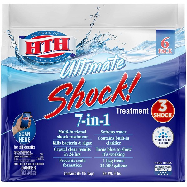 HTH 52028 Ultimate Shock Treatment Swimming Pool Chlorine Cleaner, 1 lb (Pack of 6)