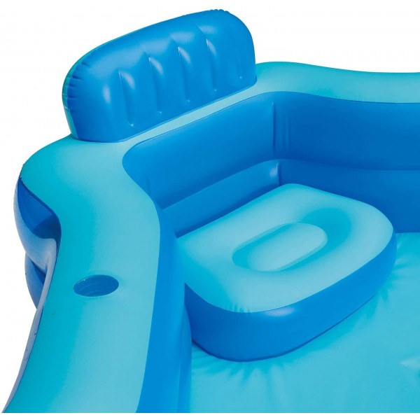 Summer Waves KB0706000 8.75ft x 26in Outdoor Inflatable Ring Above Ground 4 Person Deluxe Comfort Swimming Pool with Backrests and Cupholders