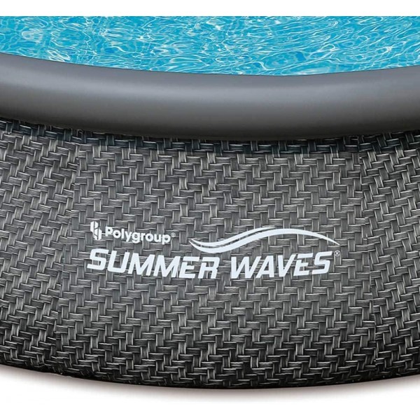 Summer Waves P10012361 Quick Set 12ft x 36in Outdoor Round Ring Inflatable Above Ground Swimming Pool with Filter Pump and Filter Cartridge, Gray