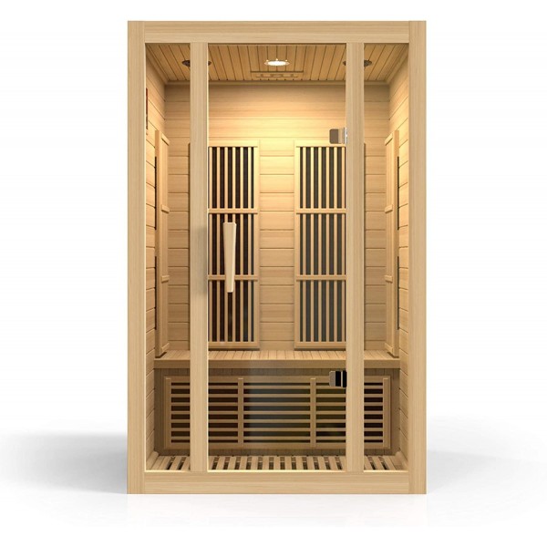 Durasage 2-Person Carbon Infrared Sauna - Canadian Hemlock Wooden Sauna - 1750 Watts - Bluetooth, FM Radio & USB Input