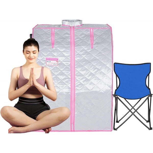 Kanlanth Portable Infrared Sauna Spa, Personal Therapeutic Sauna for Detox Relaxation at Home,One Person Sauna with Remote Control,Foldable Chair,Timer Home Sauna Tent (29 x 31 x 39inch)
