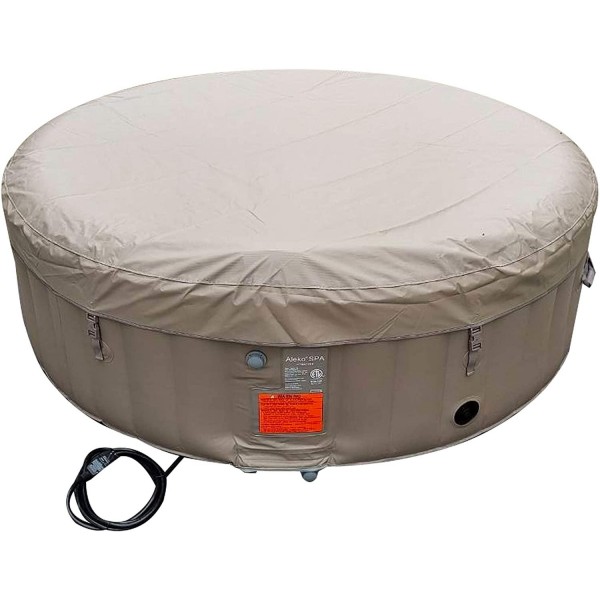 ALEKO Round Inflatable Jetted Hot Tub Spa with Cover - 6 Person - 265 Gallon - Brown
