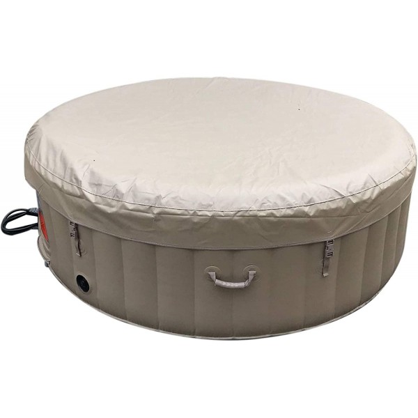 ALEKO Round Inflatable Jetted Hot Tub Spa with Cover - 6 Person - 265 Gallon - Brown