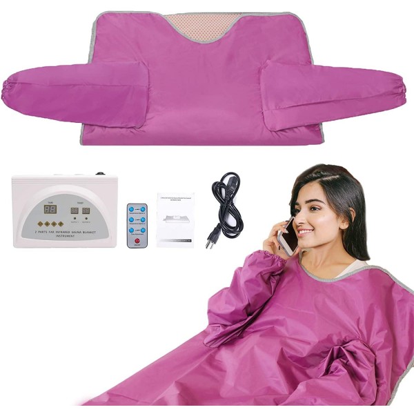 JKIUI Infrared Sauna Blanket Detox, Digital Heat Sauna Heating Blanket,2 Zone Controller and Smart Remote,Purple