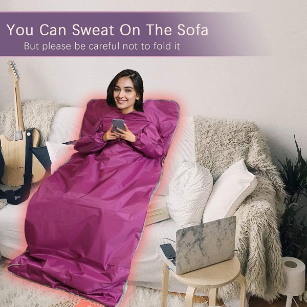 JKIUI Infrared Sauna Blanket Detox, Digital Heat Sauna Heating Blanket,2 Zone Controller and Smart Remote,Purple
