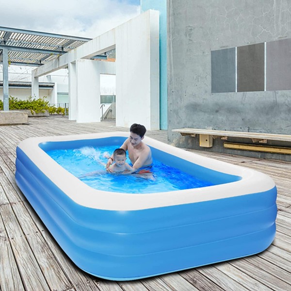 Inflatable Swimming Pool, Above Ground Family Lounge Pool Large Sized for Adult Kids Toddlers Wall Thickness 0.4mm Blue