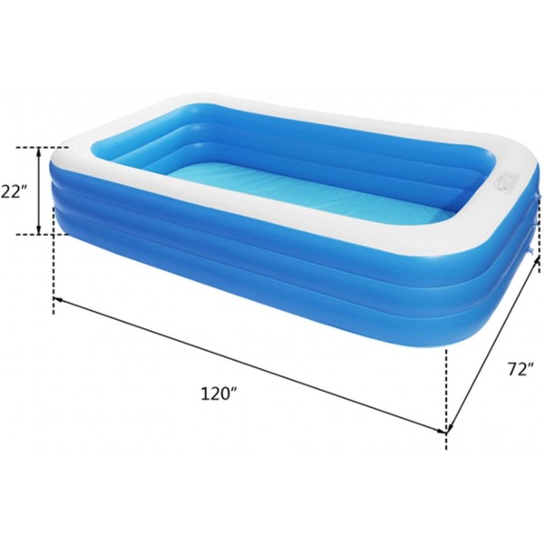 Inflatable Swimming Pool, Above Ground Family Lounge Pool Large Sized for Adult Kids Toddlers Wall Thickness 0.4mm Blue