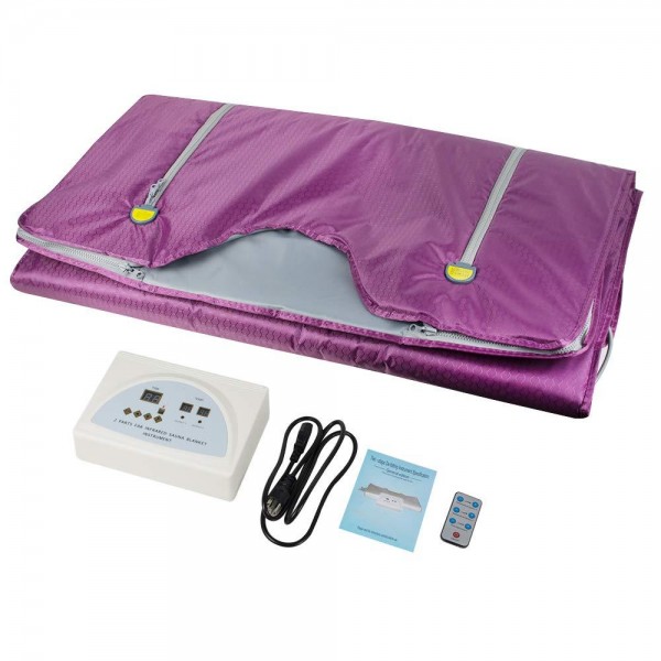 Funwill Far Infrared Sauna Blanket, 2 Zone Controller Digital Heat Sauna Slimming Blanket, Body Shaper Weight Loss Professional Sauna Slimming Blanket Detox Therapy Machine for Home Use, Purple