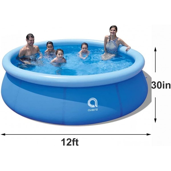 SELLERWE Inflatable Swimming Pool 12FT X 30IN Upgrade Adults and Kids Easy Set Blow Up Pool Backyard Garden Summer Water Party Above Ground for Outdoor Without Pump (12ft)