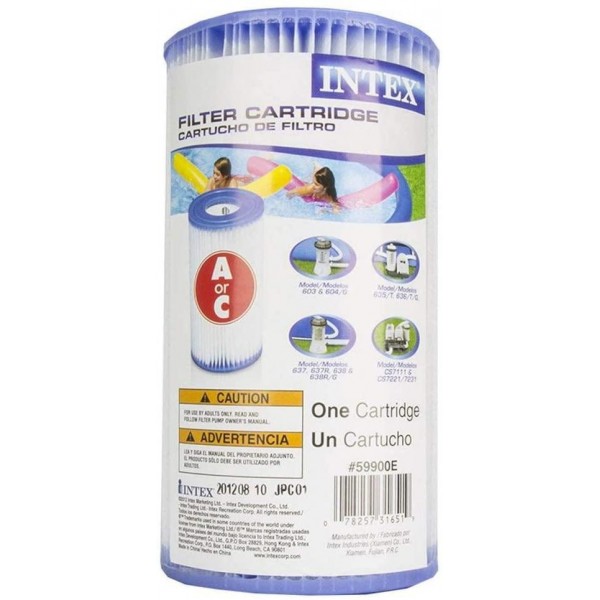Intex Filter Cartridge Type A (59900E) - Replacement Type A and C For Easy Set Pool Filters - 12 Pack