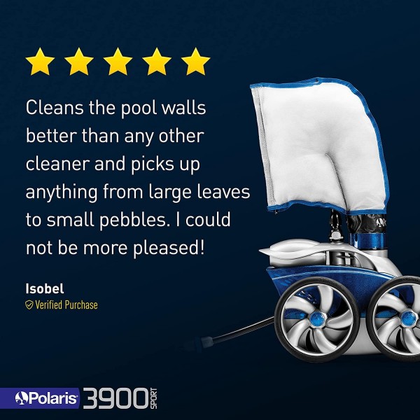 Polaris Vac-Sweep 3900 Sport Pressure Inground Pool Cleaner, Triple Jet Powered, with a Dual Chamber SuperBag for Debris