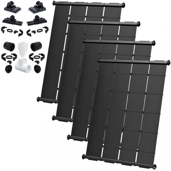 SwimJoy Industrial Grade Solar Pool Heater DIY System Kit - Lifetime Ltd. Warranty - Strapless Mounting Design (168 Square Feet, 4-4'X10.5')