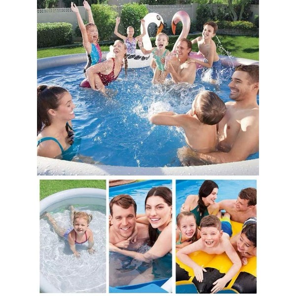 Family Inflatable Swimming Pools Above Ground for Backyard/Outside, Portable Blow Up Swimming Pools for Kids, Adults and Baby (with Pool Pump) (Bottom Size 12ft x 35in)
