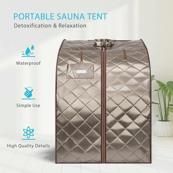 VIVOHOME Portable Infrared One Person Sauna with 60 Minutes Timer, Foldable Chair, Heating Footpad and Tourmaline Stones for Home Spa Detox Therapy, Grey