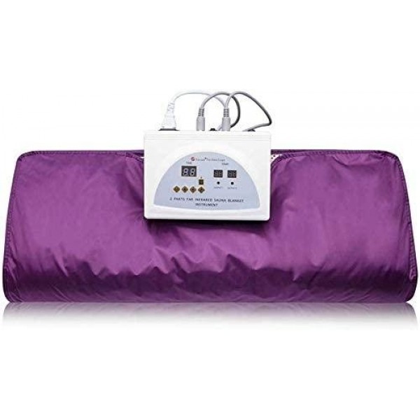 TTLIFE Digital Far-Infrared (FIR) Heat Sauna Blanket with 2 Zone Controller Thin Body Home Beauty（Purple）