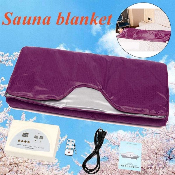 TTLIFE Digital Far-Infrared (FIR) Heat Sauna Blanket with 2 Zone Controller Thin Body Home Beauty（Purple）