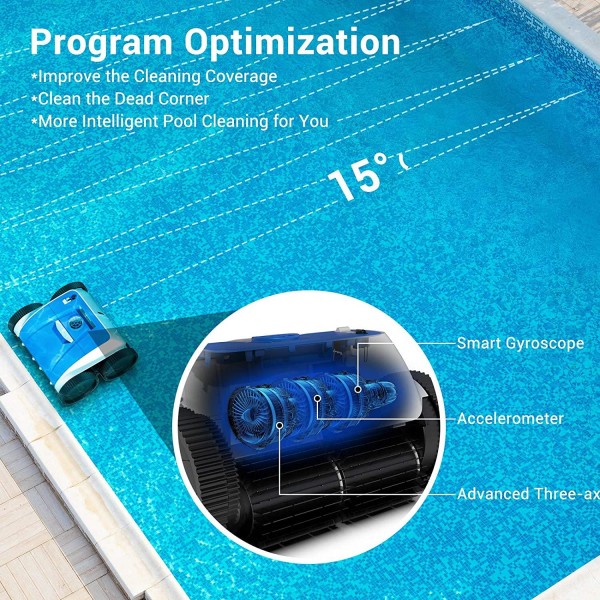 PAXCESS Cordless Robotic Pool Cleaner - Wall-Climbing Function with Smart Route Plan, Automatic Pool Vacuum, Max Surface Cleaning & Powerful Suction, MAX 90 mins, for 1614 sq ft in/Above Ground Pools