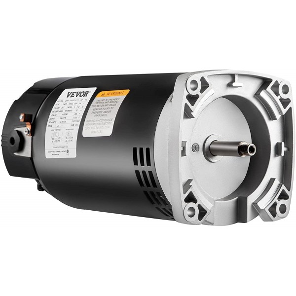 VEVOR 1.5 HP, 3463 RPM, 230/115 Volts, 7.88/15.5 Amps, 1 Speed, 1.1 Service Factor, 56Y Frame, PSC, ODP Enclosure, Square Flange Pool Motor, Swimming Pool Pump Motor, Replacement Pool Motor Kits