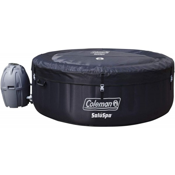 Coleman 13804-BW SaluSpa 4 Person Portable Inflatable Outdoor Round Hot Tub Spa with 60 Air Jets, Tub Cover, Pump, Chemical Floater and 12 Type VI Replacement Filter Cartridges, Black