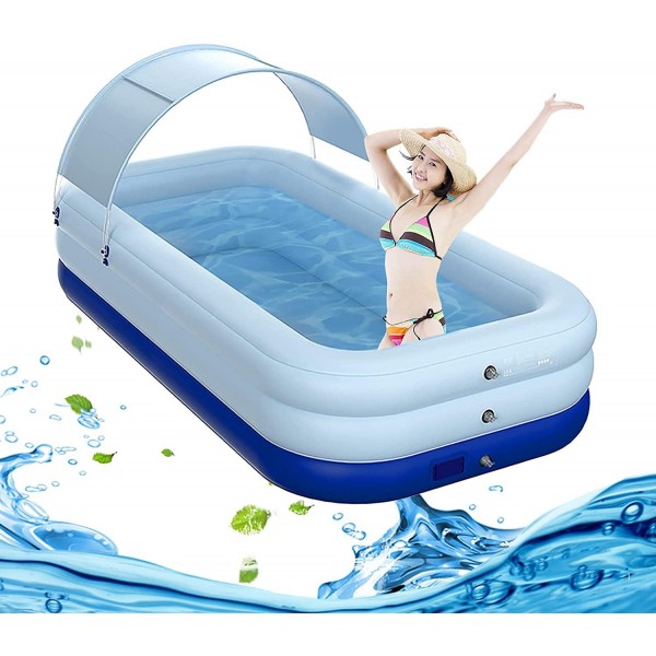 LOYALHEARTDY Inflatable Swimming Pool for Kids and Adults, Portable Blow up Pools with Canopy Thickened PVC Material Kids Pools for Outdoor, Garden, Backyard 83