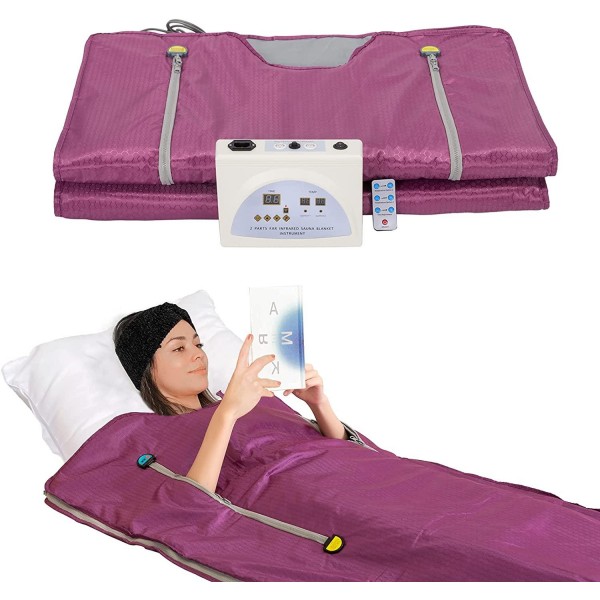 SurmountWay Sauna Blanket, Professional Body Shaper Sauna Blanket Detox Therapy Machine (Zipper Type,Purple)