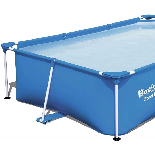 Bestway 56496E Steel Pro 8.5' x 5.6' x 2' Rectangular Above Ground Swimming Pool (Pool Only) with Rust-Resistant Steel Frame, Heavy-Duty PVC, and Polyester 3 Ply Sidewalls
