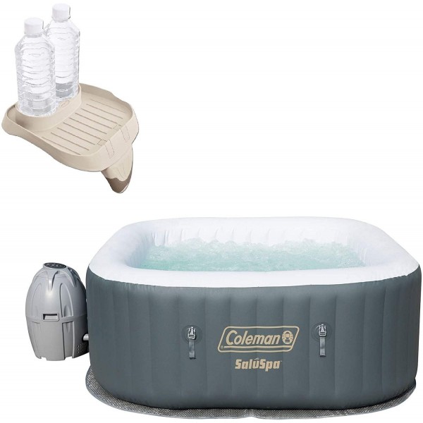 Coleman SaluSpa 4 Person Inflatable AirJet Hot Tub with Attachable Cup Holder with 114 Air Jets and Power Saving Heating System
