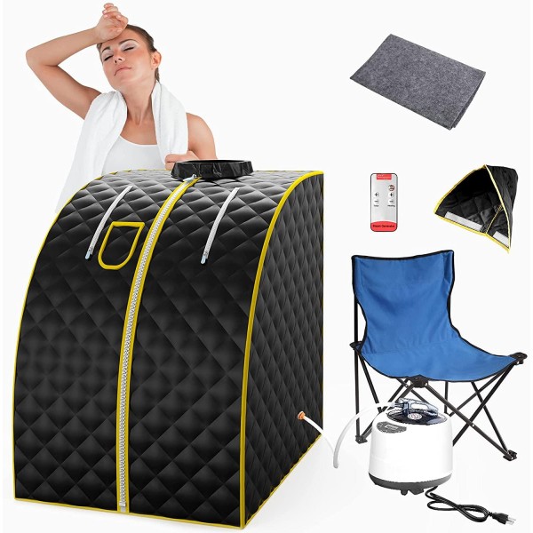 Portable Steam Sauna,Portable Home Sauna with 3L steam generator,Remote Control,Sauna Chair,9-Gear Temperature and 99 Minute Timer, Foldable Personal Sauna Tent for Relaxation