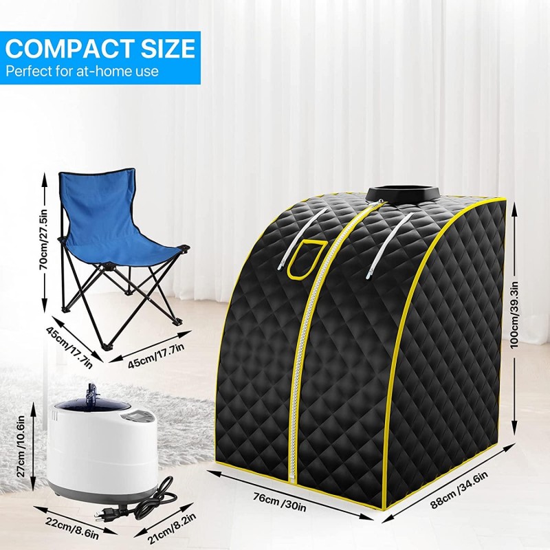 Portable Steam Sauna,Portable Home Sauna with 3L steam generator,Remote Control,Sauna Chair,9-Gear Temperature and 99 Minute Timer Foldable Personal Sauna Tent for Relaxation 