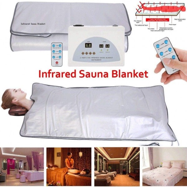 O hUkOeR Far-Infrared (FIR) Sauna Blanket,Weight Loss Body Shaper Professional Detox Therapy Anti Ageing Beauty Machine (with Remote Control)