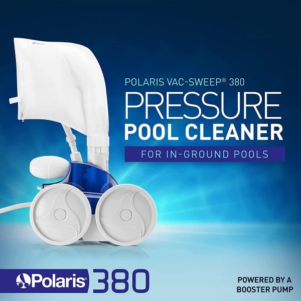 Polaris Vac-Sweep 380 Pressure Inground Pool Cleaner, Triple Jet Powered, 31ft of Hose with a Single Chamber Debris Bag