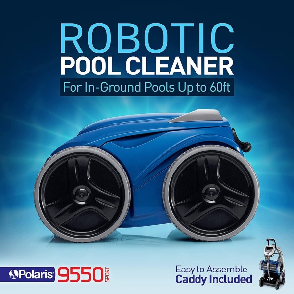 Polaris 9550 Sport Robotic Pool Cleaner, Automatic Vacuum for InGround Pools up to 60ft, 70ft Swivel Cable, Remote Control, Wall Climbing Vac w/ Strong Suction & Easy Access Debris Canister