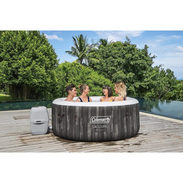 Inflatable Coleman 90455 SaluSpa Bahamas 71-Inch x 26-Inch 4 Person Outdoor Portable Hot Tub Spa with 120 Air Jets, Pump, 2 Filter Cartridges, and Tub Cover