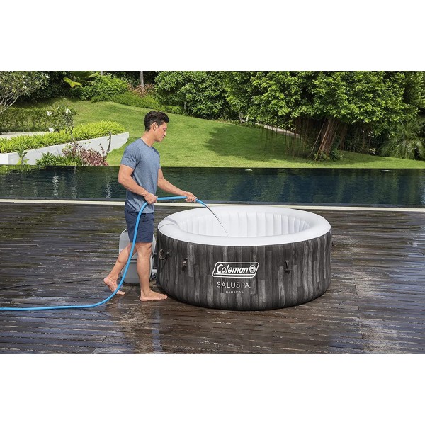 Inflatable Coleman 90455 SaluSpa Bahamas 71-Inch x 26-Inch 4 Person Outdoor Portable Hot Tub Spa with 120 Air Jets, Pump, 2 Filter Cartridges, and Tub Cover