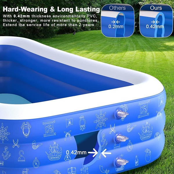 Inflatable Swimming Pool for Kids and Adults, 120