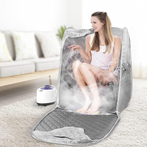 SEAAN Portable Home Sauna, Personal Steam Sauna Tent for Weight Loss and Detox 2 Person Sauna SPA Sauna Wrap with 2.6L Steamer Foldable Chair Remote Control Timer Full Body Leg Relaxation …