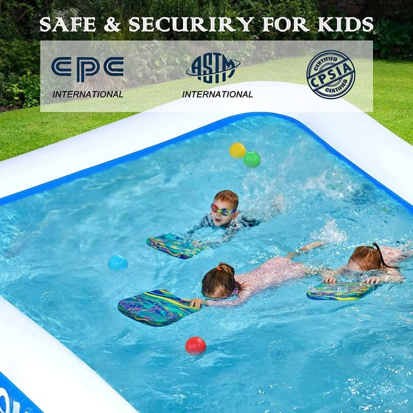 COMMOUDS Large Inflatable Swimming Pool, 120”X72”X22”, Full-Sized Blow up Family Pool for Kids, Baby, Children, Adults, Large Durable, inflated Swimming Pool