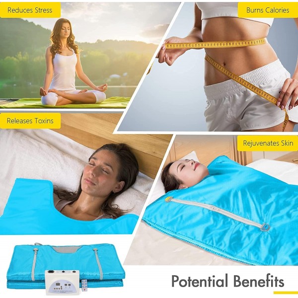 SHENGSHI Infrared Personal Sauna Blanket, Fast Sweating Professional Fitness Machine at Home Anti Ageing Beauty Machine for Body Shape Slimming Detox Sp (with Button Battery/110V US Plug)