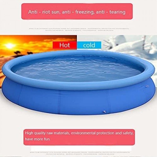 Inflatable Top Ring Swimming Pools Outdoor Ground Set Round Swimming Pool for Kids or Adults Garden Lawn Blue (15ft x 36in)