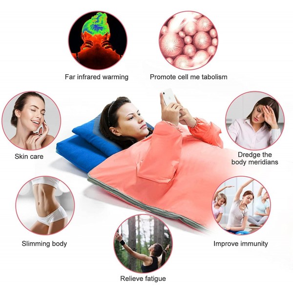Sauna Blanket for Weight Loss and Detox - Far Infrared (FIR) Body Shaper Slimming Blanket Professional Therapy Sweat Sauna Bed Body Heating with Sleeves Remote Controller for Health Benefits, Home