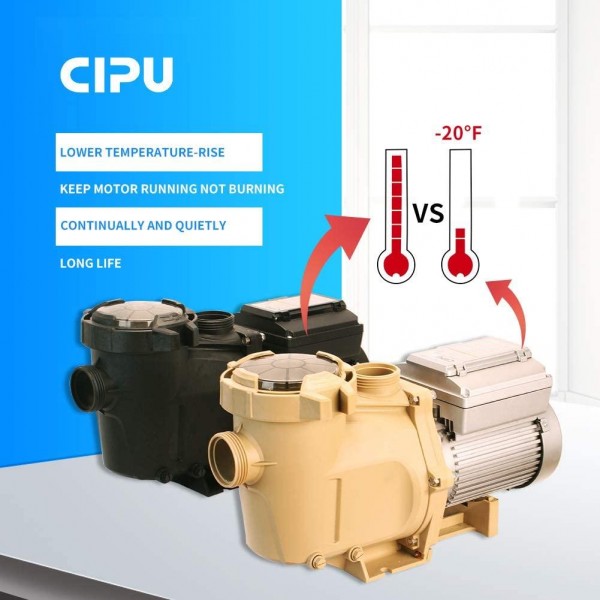 CIPU 1.5HP Variable Speed Inground Pool Pump 230V High Performance Intelligent Control for Swimming Pools All-Weather Water Clean Filter Pump System Replacement ETL Certificated, CSPPV711